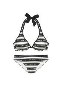 ELBSAND, Damen, B&uuml;gel-Bikini &raquo;Zone&laquo; Set, mit kontrastfarbenen Streifen und Schriftz&uuml;gen, wei&szlig;-schwarz, Cup B, 36 -Cup B, wei&szlig;-schwarz, Mit 