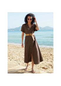 Heine , Damen , Sommerkleid »Kleid« , schoko , Normalgrößen , 48 -Normalgrößen , 48 , mit 55% Leinen