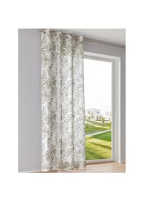 HEINE HOME , Gardine Ösen 1 Stk. tlg. , weiß-grau , 60% Viskose, 40% Polyester , 145 cm