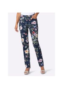 Lady , Damen , 5-Pocket-Hose , dunkelblau-orchidee-bedruckt , Normalgrößen , 54 -Normalgrößen , 54 , Baumwoll-Qualität