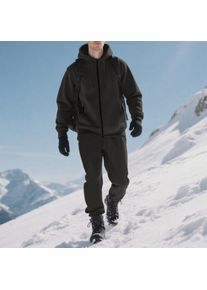 Spring/Autumn Men'S Outdoor Sports Suit Men'S Hoodie Solid-Color Hooded Sweatshirt Jacket With Fleece-Lined Pants Set For Men