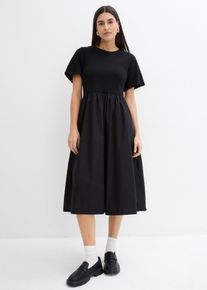 bonprix Sukienka midi z czystej bawełny, czarny, 48