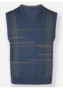 Marco Donati Damen Pullunder mit grafischem Jacquardmuster vorne in dunkelblau-gemustert ,Größe 60/62, Witt, 70% Polyacryl, 30% Wolle