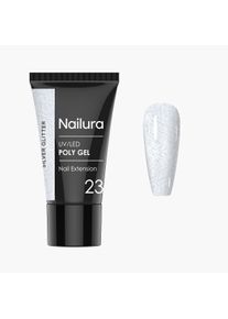 Nailura, Nagellack, - Poly Gel 23 - Silver Glitter - 30 ml (Silber, Gel-Effekt Nagellack)