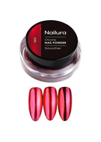 Nailura, Nagelstyling + Kunstnägel, - Chrom Powder - Red (Kunstnägel, Nagelverzierung, Rot)