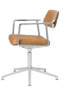 Vipp 453+ / Vipp453+ Swivel Chair Chaise pivotante Vipp cuir brun chameau / cadre en aluminium poli avec patins