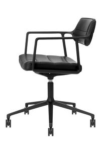 Vipp 453+ / Vipp453+ Swivel Chair chaise pivotante Vipp cuir noir / cadre noir avec roulettes