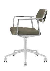 Vipp 453+ / Vipp453+ Swivel Chair chaise pivotante Vipp Bosco cuir vert / cadre en aluminium poli avec roulettes