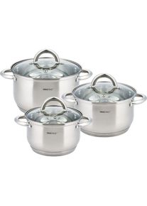 Edelhoff 3 POT SET KINGHOFF KH-4446, Pfanne + Kochtopf, Silber
