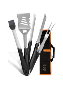 Deuba Conjunto de utens&iacute;lios para churrasco 5 pe&ccedil;as Preto inclui bolsa