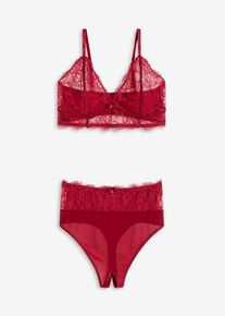 Brassi&egrave;re et string taille haute ouvert (ens. 2 pces) - rouge - taille 46/48 (L) - bonprix