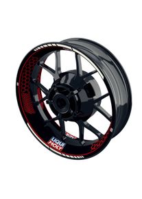 One-Wheel Felgenaufkleber Liqui Moly Hexagon schwarz rot matt - Motorradteile & Ersatzteile - Reifen & Felgen - Felgenaufkleber