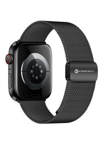 Forcell Armband Armband zur Apple Watch F-Design FA14 magnetischer Stahl 42 / 44 / 45 / 49 mm schwarz (Edelstahl (geflochten)), Uhrenarmband, Silber