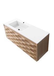 Waschbecken Set mattweiß 120 cm mit ARGENA Unterschrank Eiche