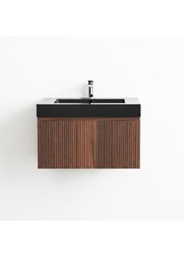 Badmöbelset BELVIT TRIONA 80 cm Mattschwarz mit Unterschrank