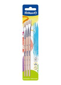 Pelikan Borstenpinsel Pinsel S613F 8/10/12 auf Blister, reine Schweinsborsten,