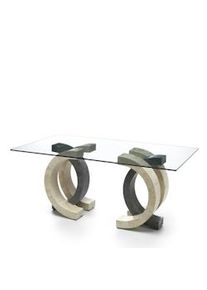 Stones Olimpia - Tavolo fisso (180 x 100 - Trasparente) in vetro temperato grigio