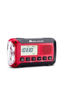 Midland ER250 BT Emergency Bluetooth Radio - Solar - Dynamo - 130 Lumens Flashlight - 2600mAh Powerbank - AM/FM - Mono - Rot