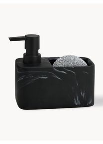 Andrea House Doseador de sabonete com aspeto de m&aacute;rmore Galia com esponja, conjunto de 2 Preto Material sint&eacute;tico L 15 x Alt 14 cm