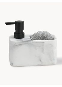 Andrea House Doseador de sabonete com aspeto de m&aacute;rmore Galia com esponja, conjunto de 2 Branco Cer&acirc;mica L 15 x Alt 14 cm