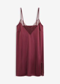 bonprix Mujer, Picardías de satén con bordado elegante, rojo, 52/54