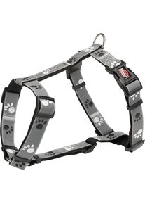 Trixie Silver Reflect H-Geschirr, schwarz/silbergrau, M–L, 52–75cm, 25mm