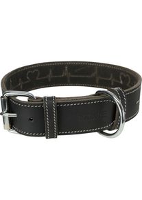 Trixie Rustic Heartbeat Fettleder-Halsband, M, 38-47cm/40mm, schwarz