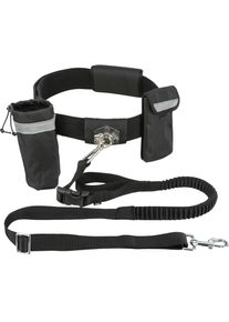 Trixie Bauchgurt mit Leine, schwarz/grafit, M-L