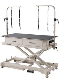 Waggz Store-Low Trimmtisch mit Schubladen, elektrisch, 127x66x42-117cm, weiß