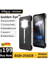 Unihertz Golden Eye 5g Ultra Slim Rugged Smartphone Camping Light 8GB 256GB 64MP Camera Cell Phone, Mobile Phone,30W ,5200mAh