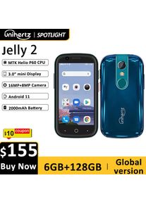 Unihertz Jelly 2 4 inch Mini Smartphone Android 11 Helio P60 Octa Core Unlocked 6GB 128GB NFC Cellphone 16MP Infrared Phone