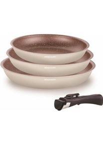 ARTHUR MARTIN Pfannenset Creme 4 Stücke (3 Stück), Pfanne + Kochtopf, Beige