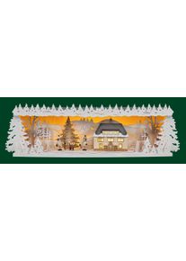 Tietze Erzgebirgsdegn LED Schwibbogen »Erhöhung Seiffener Rathaus beschneit«, Größe B/H/T: 18,5 cm x 16 cm x 63,5 cm