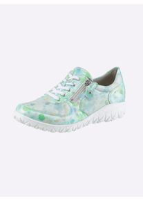 Waldl&auml;ufer Damen Sneaker aus Textil, mit Wechselfu&szlig;bett in blaugr&uuml;n-bedruckt ,Gr&ouml;&szlig;e 5,5, Witt, 100% Textil