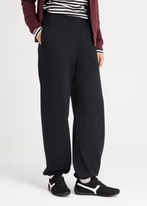 bonprix Mujer, Pantalón de chándal con cinturilla alta, negro, 36/38