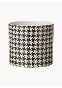 jolipa Maceta de cerámica Pied-de-poule, Al 12 cm Blanco, Negro Ø 14 x Al 12 cm