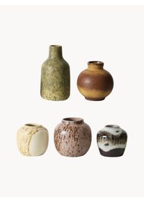 HKliving Handmade Reactive Glaze Vases 70's, Set of 5 Colorful Ceramic Set med olika storlekar