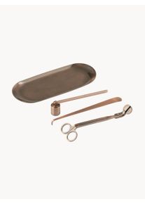 jolipa Komplet świecznik&oacute;w z metalu Flame, 4 elem. Brązowy S 25 x G 12 cm