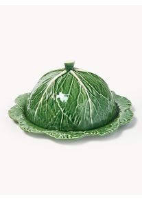 BORDALLO PINHEIRO Fuente pintada a mano con tapa Cabbage Verde Loza de barro Ø 35 cm