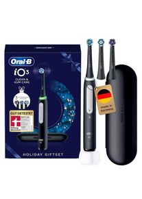 Oral-B, Elektrische Zahnb&uuml;rste &raquo;iO Series 3&laquo; 3 Stk. Aufsteckb&uuml;rsten Geschenkedition, Magnet-Technologie, Reise-Etui, Matt Black, ENTSPANNTES 