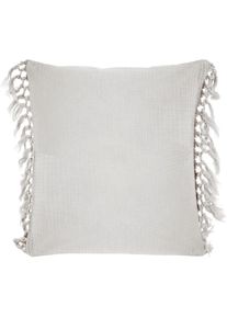 LeGer Home by Lena Gercke , Dekokissen »Hevin« Musselin Optik, 2-er Set, ohne Füllung, mit Fransen , grau + unifarben , Obermaterial: 100%...