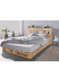 OTTO home , Palettenbett »"ALASCO " BESTSELLER! Mit Schublade« zertifiziertes Massivholz, erweiterbar zum Doppel- oder Familienbett , natur
