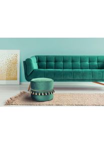 Kayoom , Sitzhocker »Pouf Taj Mahal 225, samtweiche Oberfläche« 1 Stk. tlg. samtweich, verziert, Füllung aus flexiblen Styroporkugeln , Grün
