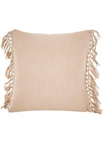 LeGer Home by Lena Gercke , Dekokissen »Hevin« Musselin Optik, 2-er Set, ohne Füllung, mit Fransen , beige + unifarben , Obermaterial: 100%...