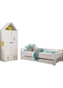 OTTO home, Jugendzimmer-Set &raquo;Alpi&laquo; Spar-Set, 2 Stk. tlg. Daybed mit 2. Liegefl&auml;che + Kleiderschrank in Hausoptik, platzsparend, wei&szlig;, wei&szlig;