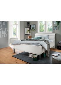 Wiemann , Futonbett »Monaco, 4-fache Liegehöhenverstellung« mit stilvollem Holzkopfteil, Made in Germany , Weiß/Leisten in Chrom