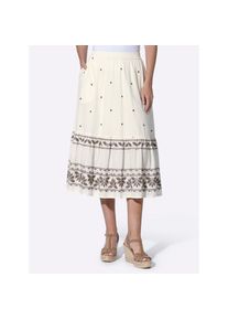 Heine , Damen , Maxirock , champagner-dunkeltaupe-gemustert , 46 , 46 , mit aufwendiger Stickerei