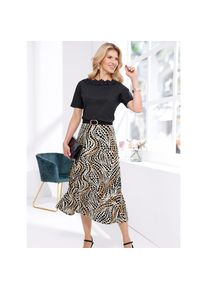 Classic Basics , Damen , Schlupfrock , elfenbein-schwarz-bedruckt , 22 , 22 , Rundum-Dehnbund