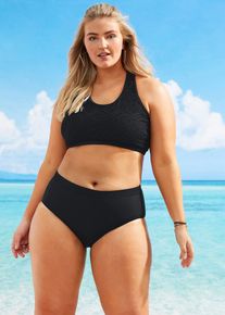 bonprix Mujer, Top de bikini bustier de encaje, negro, 38