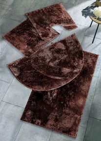 bonprix Alfombrilla de baño con superficie brillante, marrón, esterilla para inodoro suspendido